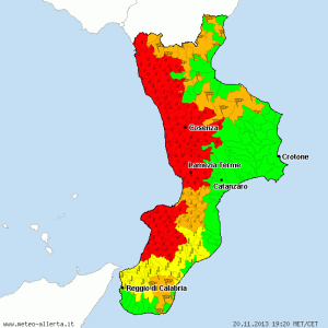 La situazione pubblicata oggi sul sito www.meteo-allerta.it